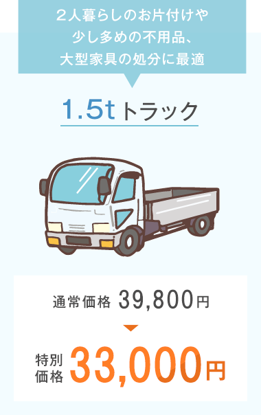 1.5tトラック 特別価格33,000円